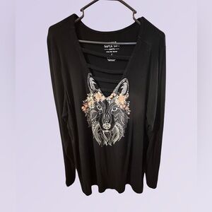 Torrid Black Knit Top with White Graphic​